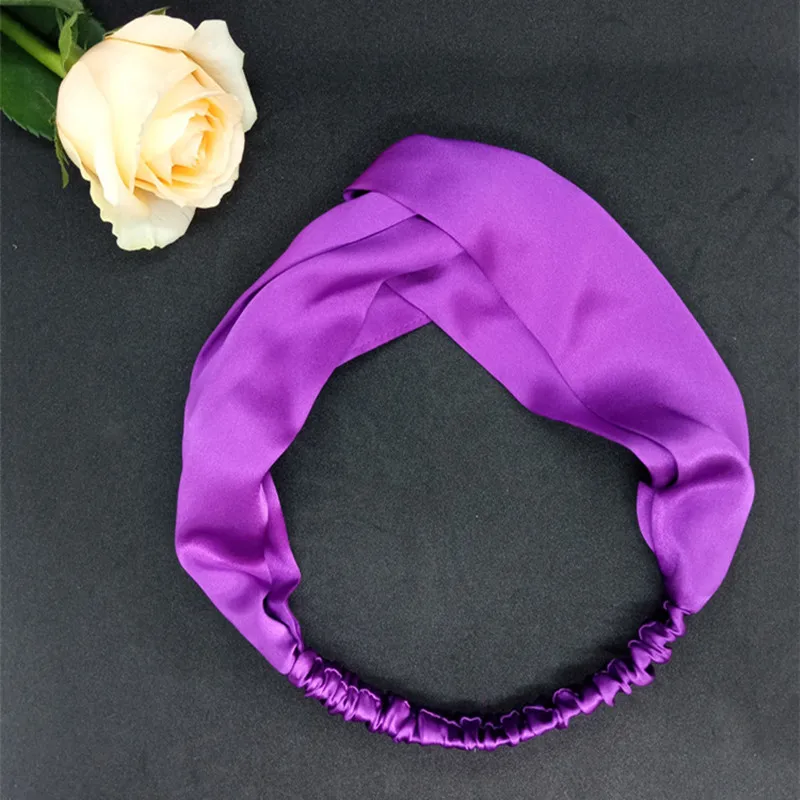 100% Real Mulberry Silk pure color silk headband lady scrunchie Hair band hoop ties women headwear wrap sport make-up Bandage