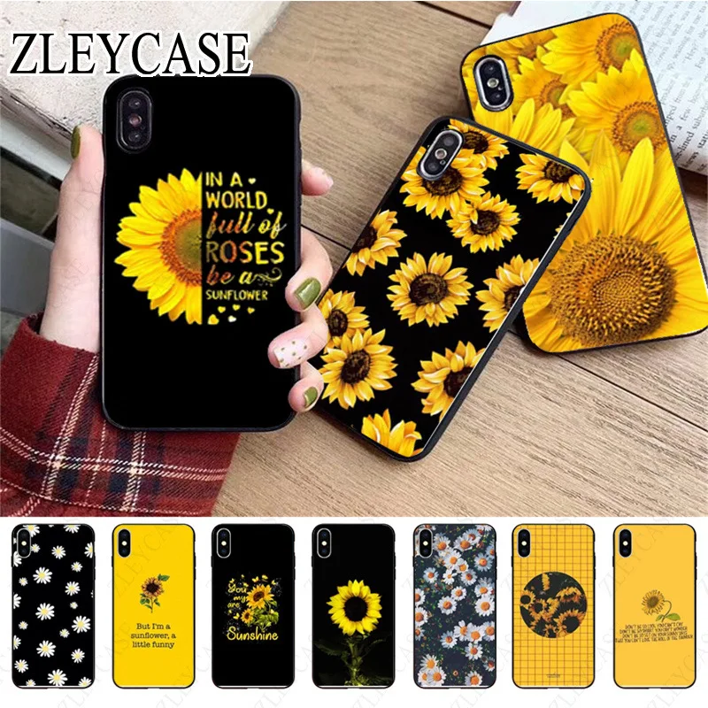 Summer Daisy yellow Sunflower Floral Phone Case For iphone 13pro 14pro 15pro 12pro 11pro xs max 7 8 XR 12 15plus 13mini SE cover