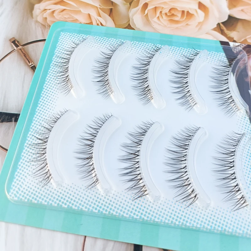 Slim Transparent Band 5 Pairs Makeup Natural Eyelashes Korean Eye Lashes Set Fluffy Soft Reusable Extension Wholesale