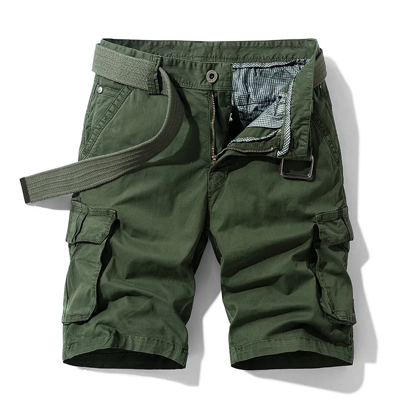 2023 Summer Cargo Short Men Fashion Casual Shorts Mens Military Cargo Pocket Pants Cotton Male Tactical Shorts No Belt Plus Size