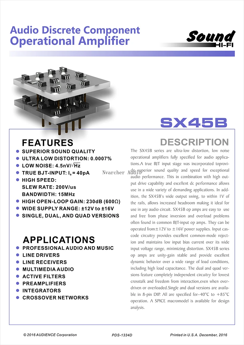Nvarcher SX45B podwójny układ wzmacniacza operacyjnego zastępuje NE5532 Audio dyskretny komponent wzmacniacz operacyjny HiFi AUDIENCE przedwzmacniacz