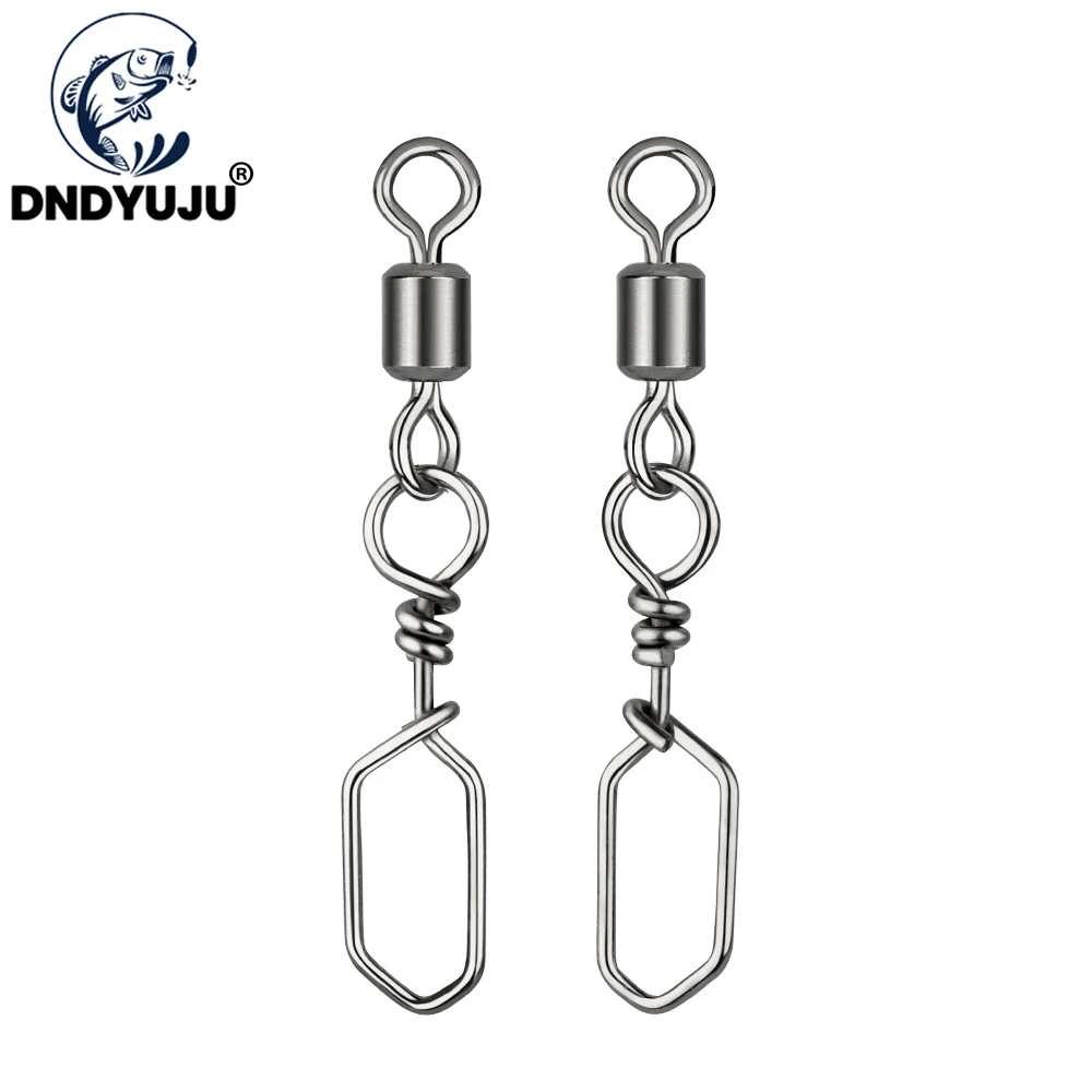 DNDYUJU 50pcs 6#-12# Fishing Accessories Eight-ring Connector Stainless Steel Square Snap Fishhook Swivels Tackle Hooks Fishing