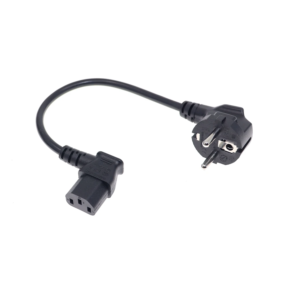 Angle C13 to European CEE7/7 Power Cords, 10A/16A, 250V, H05VV-F 0.75mm Cable ,Short Schuko to IEC C13 Power cord,1ft/30cm