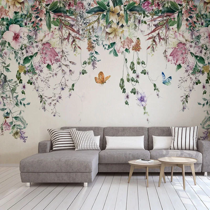 

Custom 3D Wallpaper Modern Watercolor Vine Flower Photo Wall Murals Living Room Bedroom Romantic Home Decor Papel De Parede 3 D