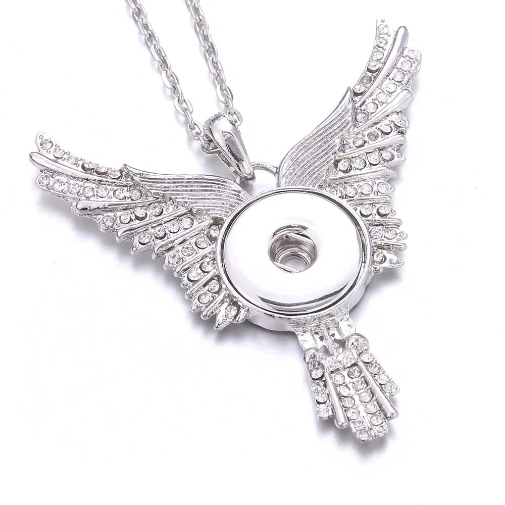 Snap Jewelry Necklaces Vintage Metal Owl Flower Elephant 18mm Snap Button Necklace for Women White Snaps Pendant Necklace