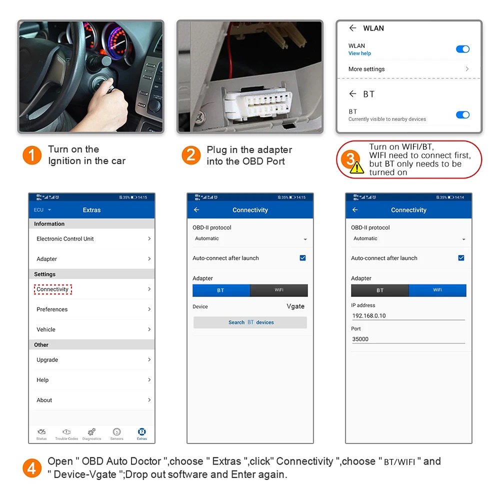 Vgate ICar Pro Bluetooth 4.0 OBD 2 ELM327 V2.3 ICar2 OBD2 Scanner ELM 327 ODB2 Für Android/iOS Auto-Diagnosegerät – Detail 2