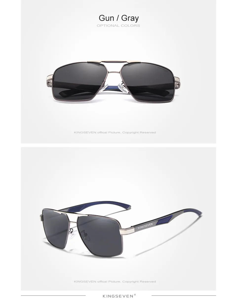 KINGSEVEN Marke Neue Polarisierte Männer Sonnenbrille Quadratischen Aluminium Rahmen Männliche Sonnenbrille Fahren Angeln Brillen Zonnebril N7719 – Detail 8