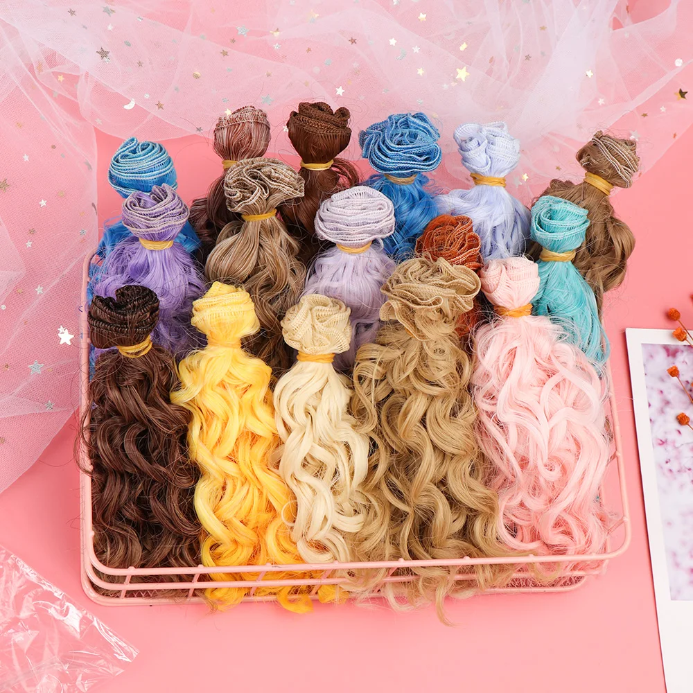 1 Pcs 1/6 1/4 1/3 Fashion Mini Tresses High-Temperature Screw Periwig Curly Wigs 15*100cm DIY Doll Hair Toy Toupee Kids Gifts