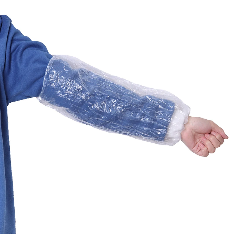 20ps ambiental descartável protetor pe mangas cobrir não tóxico elástico doméstico plástico durável braço de limpeza à prova dwaterproof água