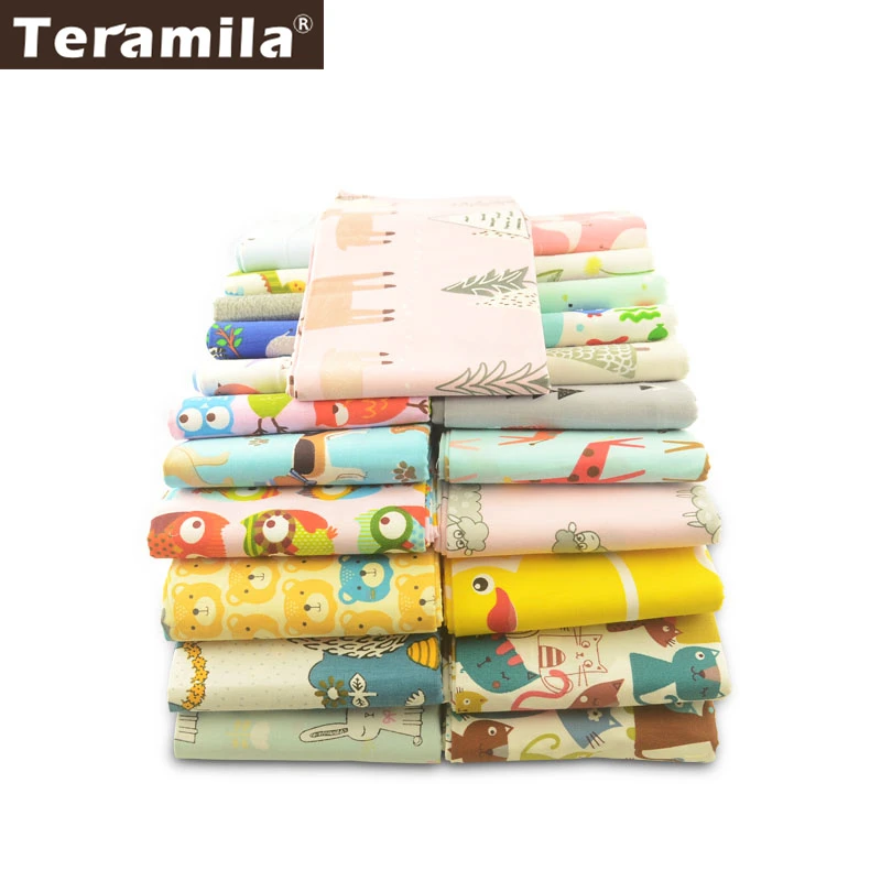 Teramila Telas Por Metro Cartoon Animal Design 100x100cm/PCS 100% Cotton Fabric DIY Patchwork Baby Kid\'s Cloth Craft Tissu Dress