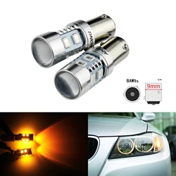 ANGRONG 2x  Amber HY21W BAW9s LED Car Light 10SMD 2835 LED Indicator Parking Light Bulb For Citroen C4 Grand Picasso