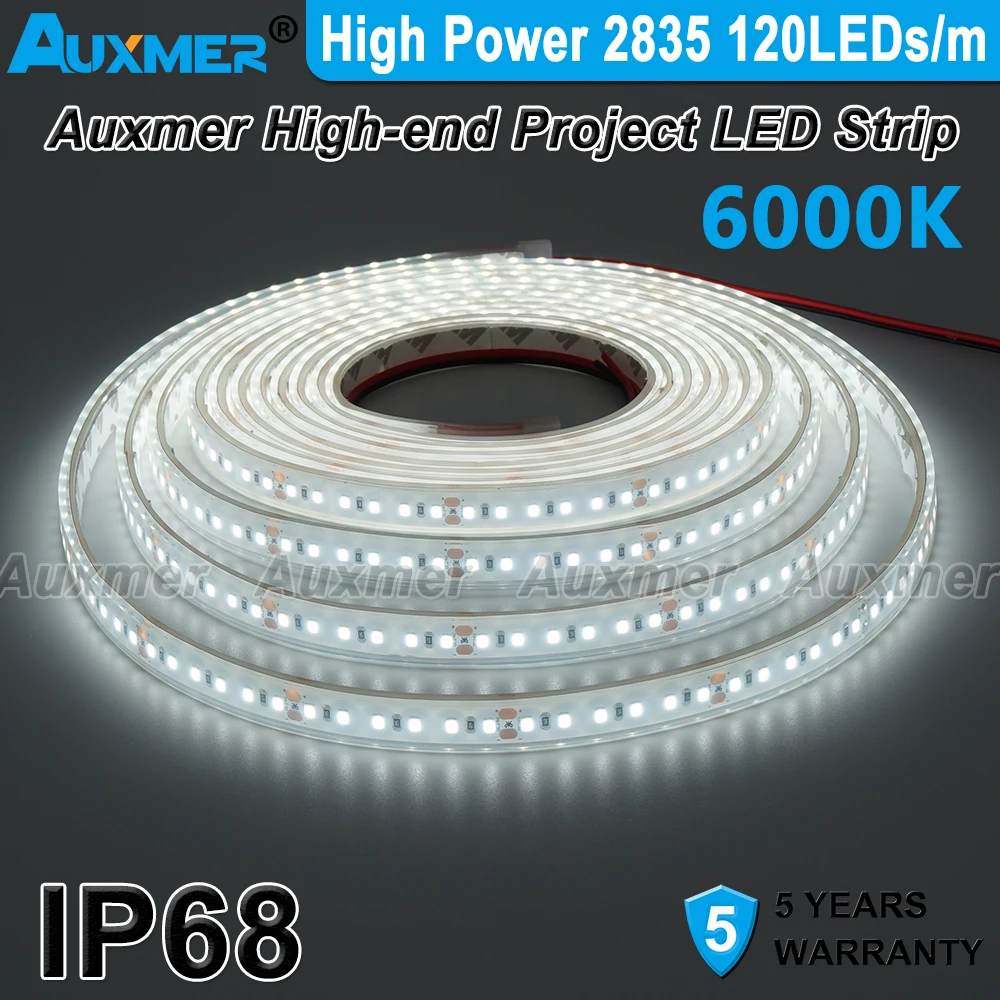 Imagem -04 - Potência 2835 Led Strip Light 120leds m Cri95 90 Ip68 19.2 w m Dc12v Dc24v Silicone Impermeável Adequado para Exterior Subaquático Alta