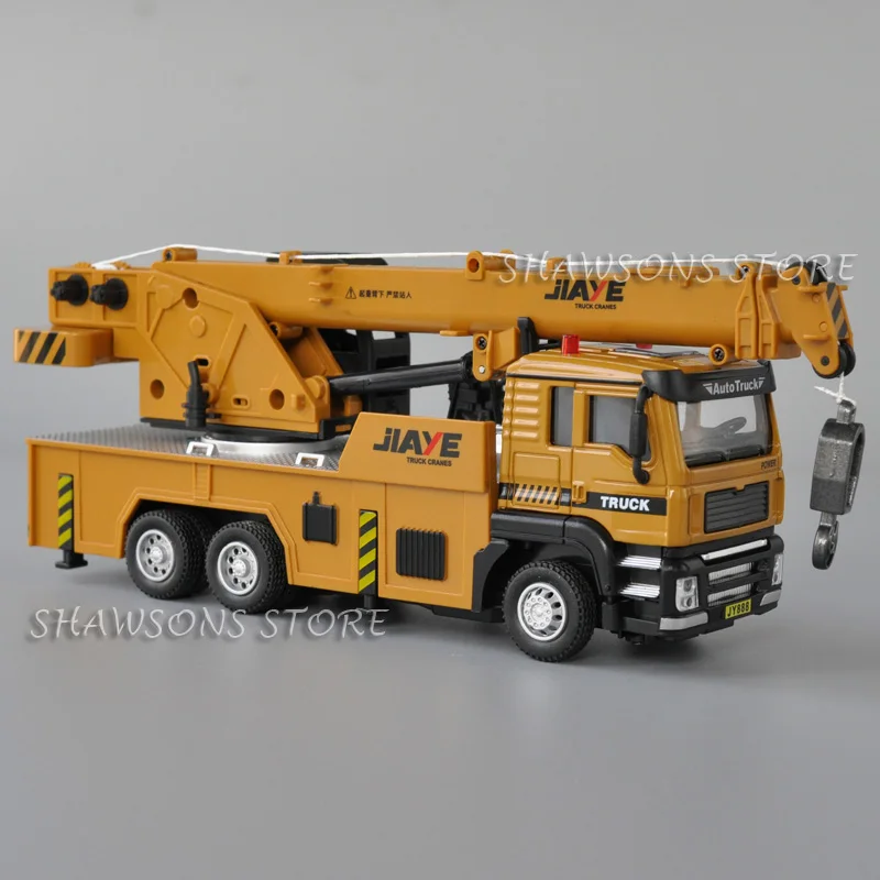 1:50 Scale Diecast Metal Engineering Vehicle Model Toy Crane Truck Lifter Pull Back Miniature Replica With Sound & Light