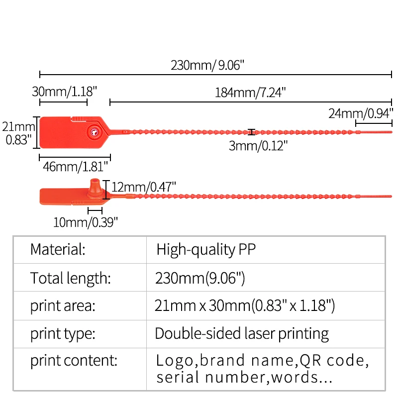 Plastic Fire Extinguisher Seals Disposable Security Beaded Personalized Cable Tie Logistics Garment Labels Tag 230mm 9.1 