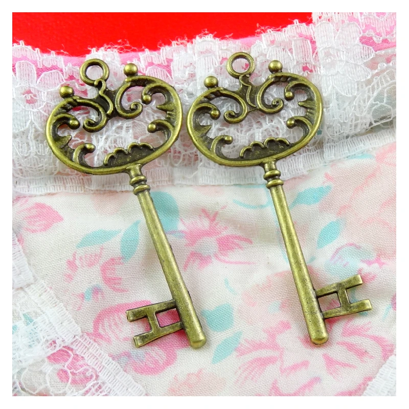 

16pcs/lot 69*31MM Antique Bronze Plated Vintage Metal Alloy Hollow Keys Charms Jewelry Pendant Making Diy