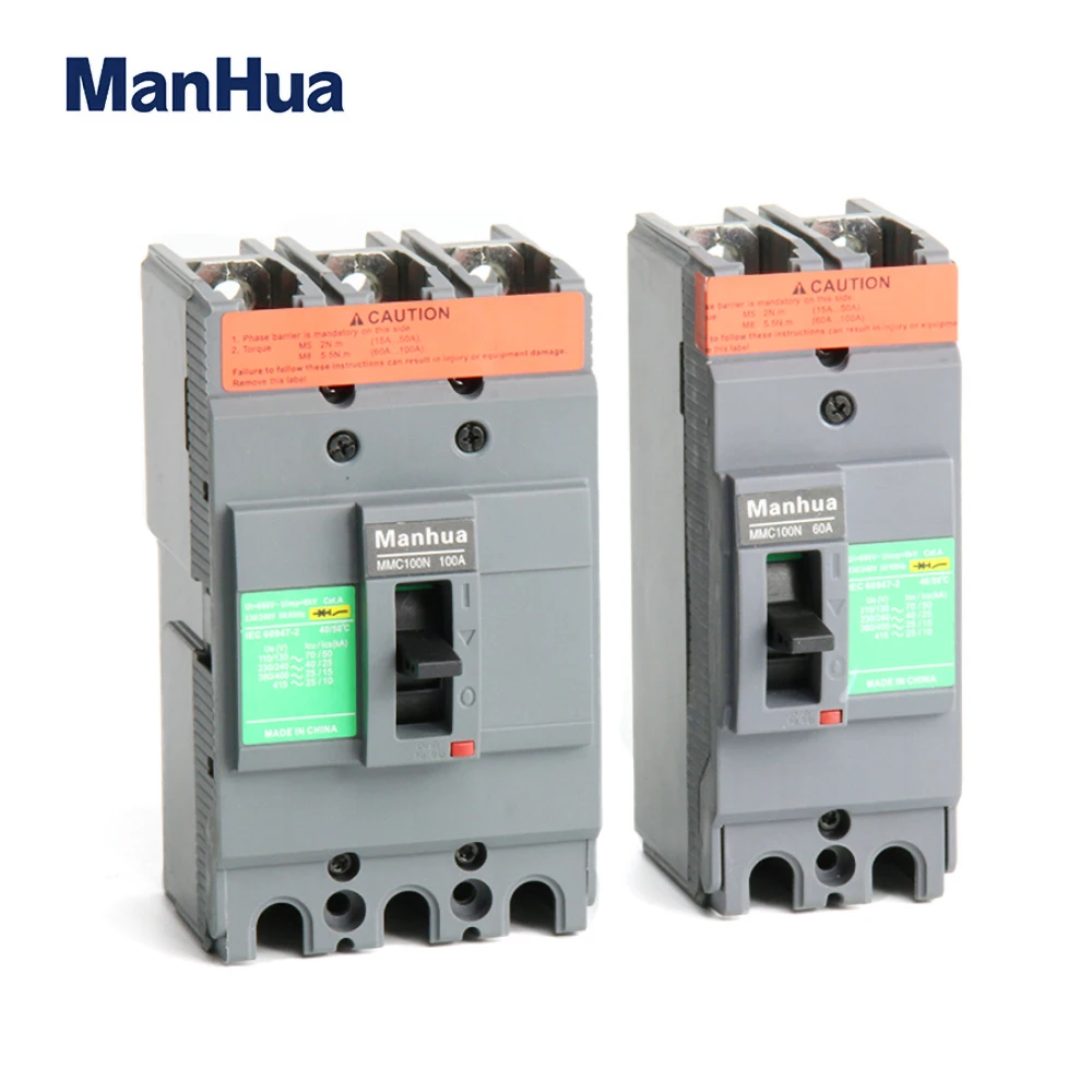 MMC100N 60A 100A 2P 3P Double Triple Phase Fixed Automatic Air Switch MCCB AC440V 25KA Overload Moulded Case Circuit Breaker