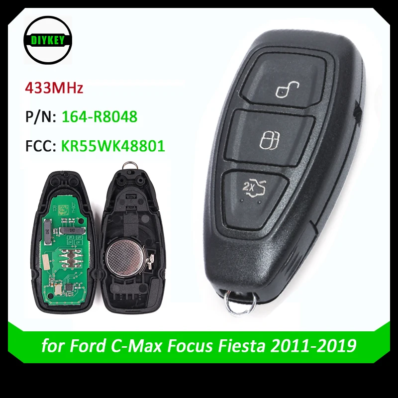 DIYKEY KR55WK48801 مفتاح بعيد ذكي 434 ميجاهرتز ID83 لفورد فييستا C-Max Focus 2012 2013 2014 2015 2016 2017 PN: 5919918,164-R8048