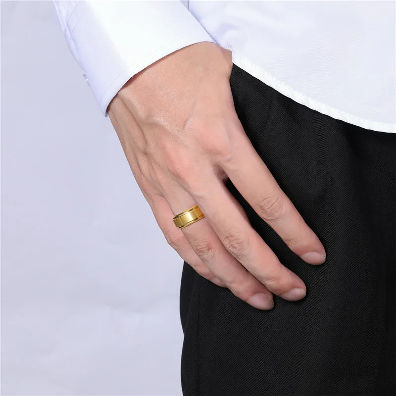 Somen New Arrival Classic Men Ring Gold Color 6mm 8mm Width Tungsten Carbide Unisex Luxury Wedding Band Simple Ring Jewelry