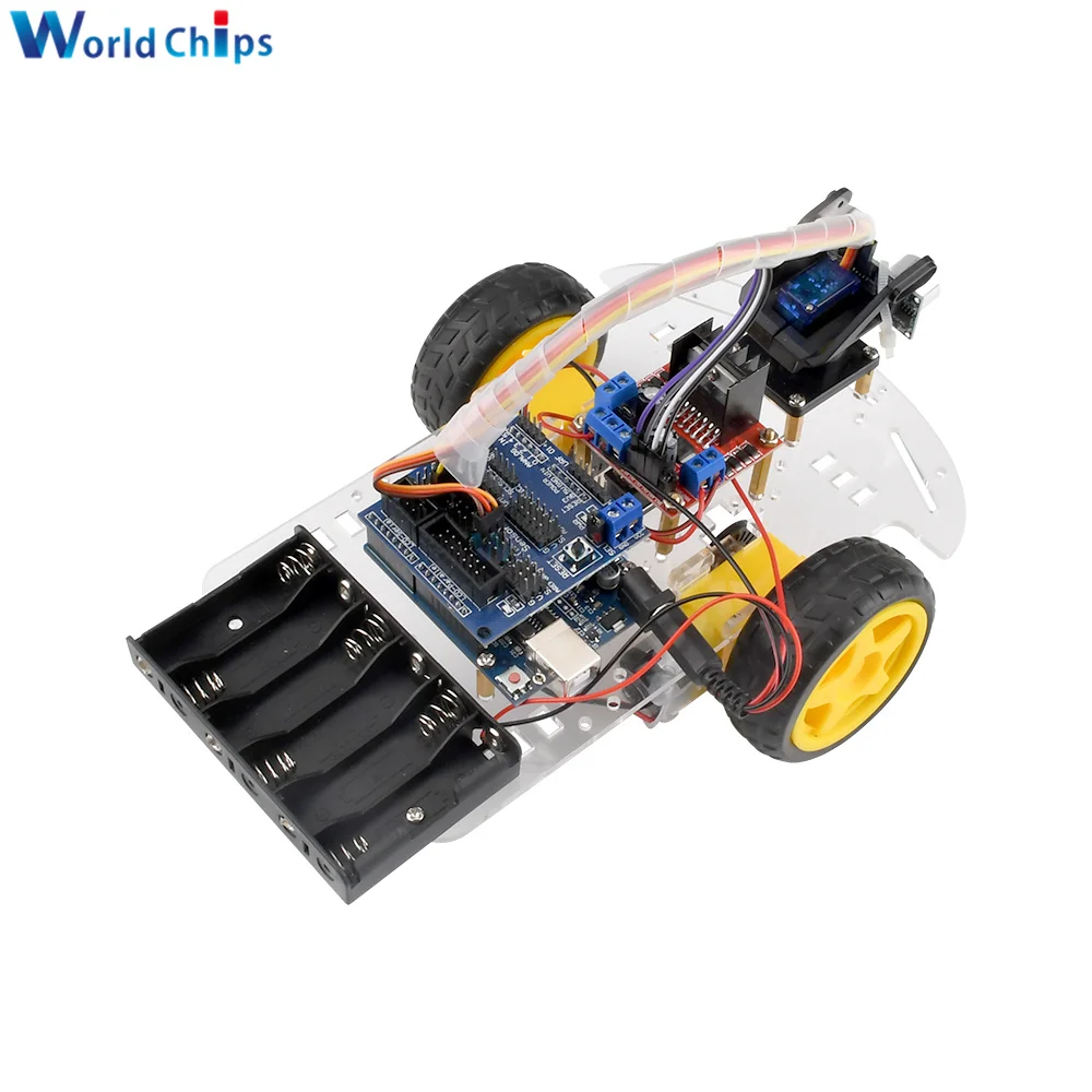 Ultrasonic Avoidance Tracking Smart Robot Car Kit, DIY Speed Encoder com caixa de bateria, brinquedo elétrico para Arduino, 2WD