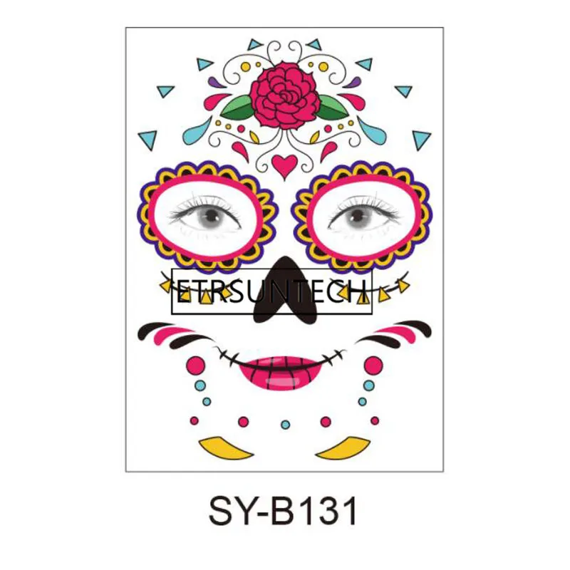 360pcs Halloween Temporary Tattoo Sticker Day Of The Dead Dia de los Muertos Face Mask Sugar Skull Tattoo Sticker