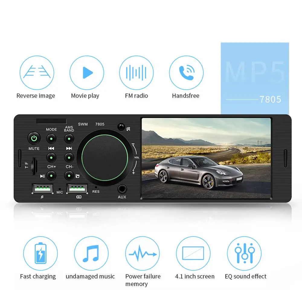 

4.1 Inch 12V Car Stereo MP5 Player Video LCD Screen Autoradio Car Stereo 1 Din Bluetooth USB FM Radio AUX Free Shipping