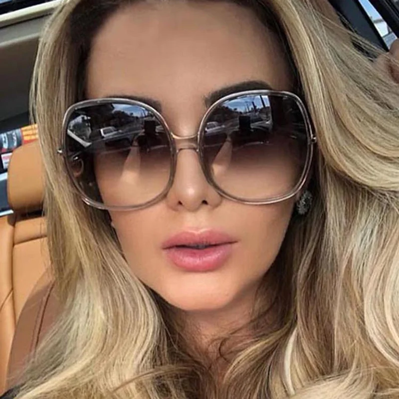2021 Plastic Classic Vintage Woman Sunglasses Oversized Round Frame Luxury Brand Designer Female Glasses Big Shades Oculos