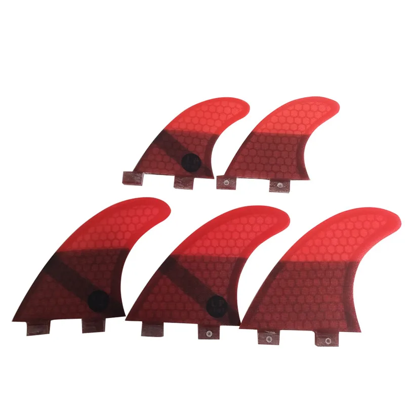 

Fiberglass Surfboard Fin with Double Tabs, UK2.1, Red Color Fins, Honeycomb Fibre, 5 in Per Set