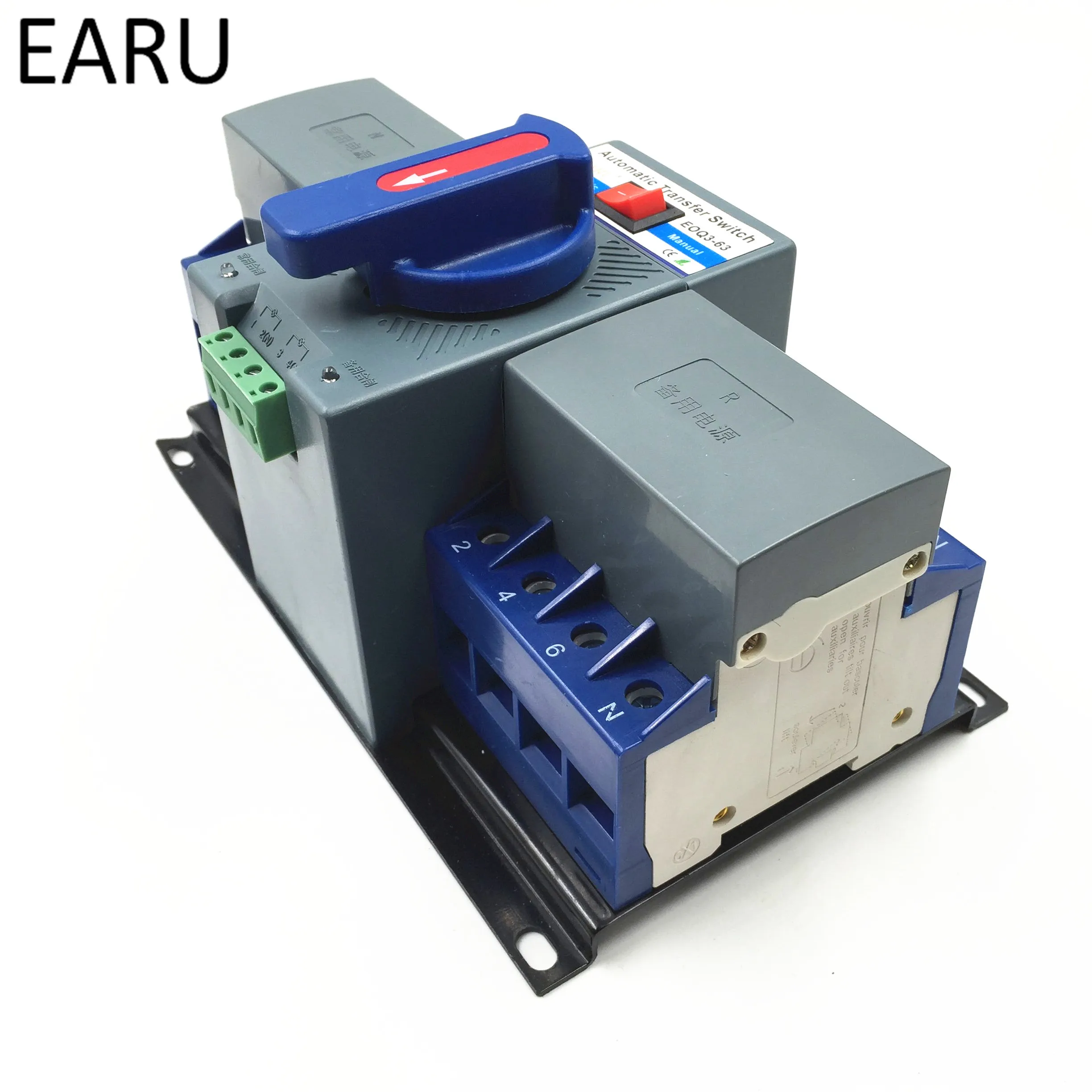 4P 63A 380V MCB Type Dual Power Automatic Transfer Switch ATS ATES For Generator Photovoltaic PV System Battery CE Certificated