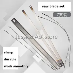 7pcs Set Band Scroll Saw Blades Set 1.1x300mm Hand Saw Blade Double Side Coarse Tooth Fine Tooth Wood Carving Band Saw Blade