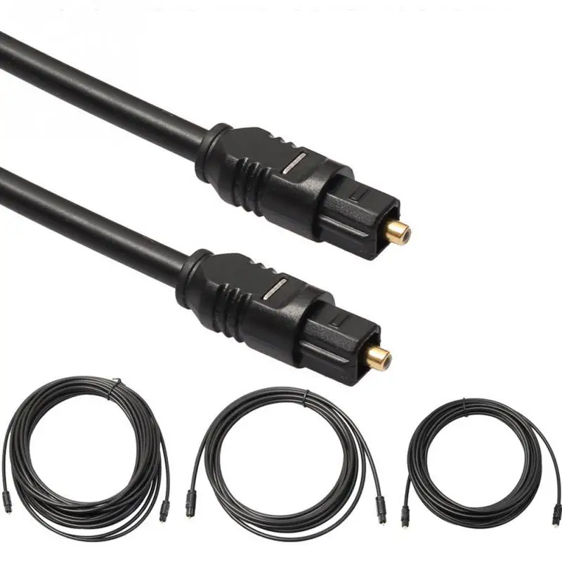 Cable de Audio óptico Digital Toslink chapado en oro, 1m, 1,5 m, 2m, 3m, 5m, 10m, 15m, 20m, SPDIF, MD, DVD, chapado en oro