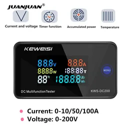 7つの機能を備えたデジタル電圧計,電力メーター,LEDカラーディスプレイ,ワット計,0〜200v,0〜10 a,50 a,100a,KWS-DC200