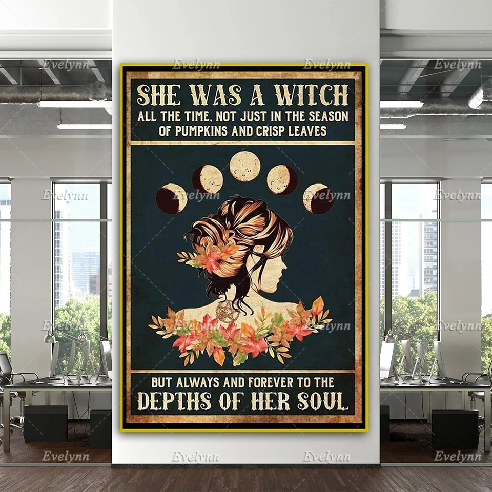 She Was A Witch All The Time Poster All Saints' Day Witch Home Decor Canvas Wall Art Prints Living Room Decoration Unique Gift