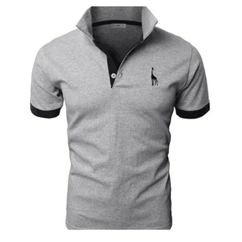 Man Polo Shirt Mens Casual Deer Embroidery Polos shirts Men Short Sleeve t shirt Solid polo men Hommes 2 PCS free shipping MY105