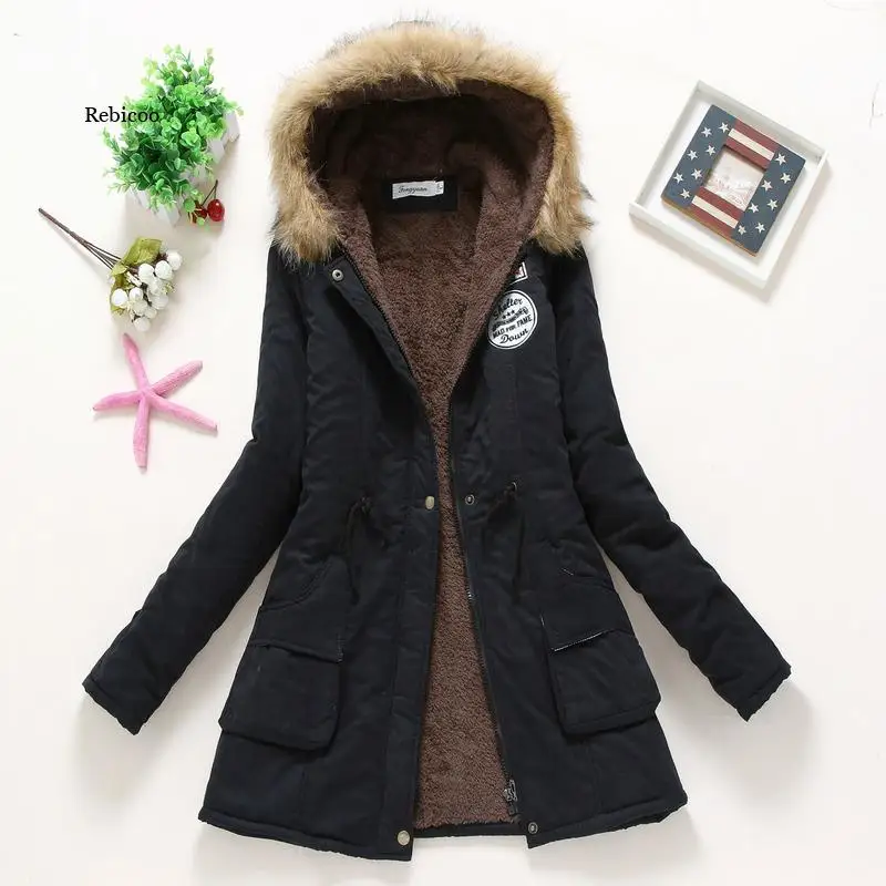 

Winter Vrouwen Jas Vrouwen Parka Casual Uitloper Militaire Hooded Bontjas Donsjacks Winterjas Voor Vrouwelijke