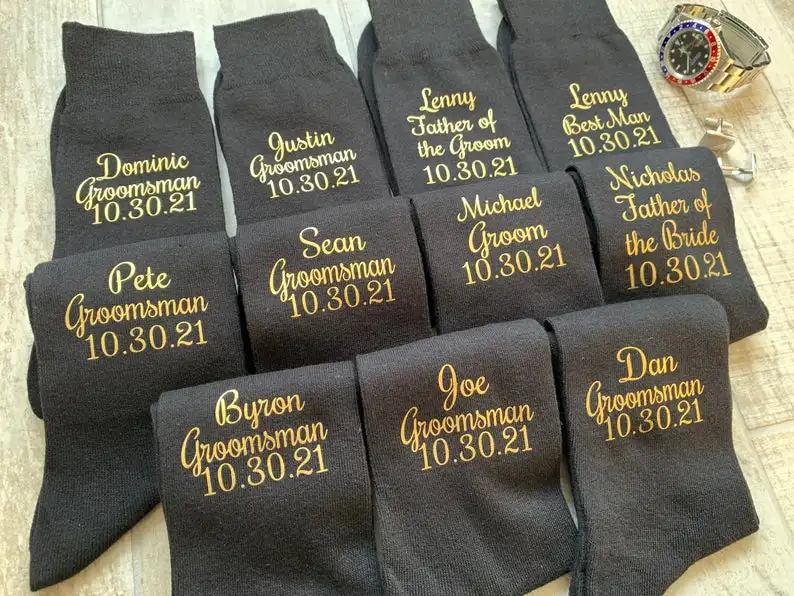 Personalised Wedding Date Socks Groomsman Best Man Father of the Bride Groom Page Boy Wedding Gift Personalized Party Socks