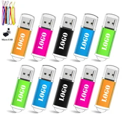 10 pz/lotto chiavetta USB in metallo Pen Drive 4GB 8GB 16GB Pendrive 32GB 64GB Memory Stick 128GB chiavetta USB regalo LOGO personalizzato gratuito