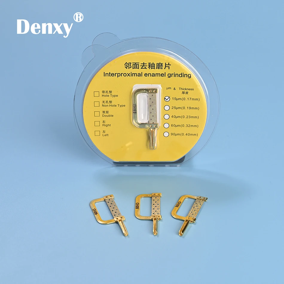 Denxy 10pc IPR Dental Interproximal Enamel Grinding Reduction Automatic Strips Burs Hole Double-Side Caliper Ruler Measurement