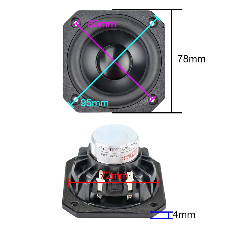 GHXAMP Neodymium 3 Inch 78mm full range speaker 4ohm 25W HIFI Computer laptop Speakers Anodized Aluminum 81Hz-20KHz 2pcs