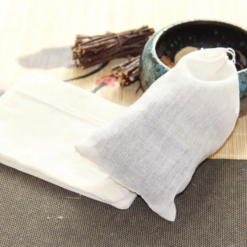 10pcs/lot Large Teabags Cotton Muslin Drawstring Reusable Tea bags for Soap Herbs Tea 10*15CM