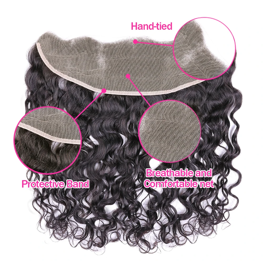 VSHOW Brazilian Natural Wave Hair Bundles With Closure 3 or 4 Bundles Deals With 13*4 Ear to Ear Lace Frontal Remy Human Hair