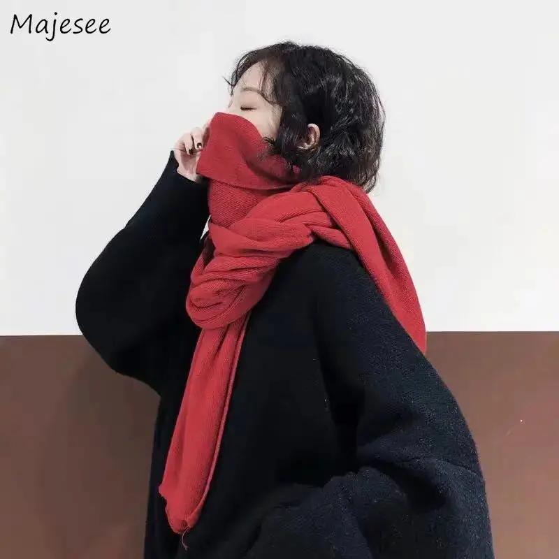 

Women Scarves Solid Winter Soft Korean Style Outdoor Trendy Warm All-match New-arrival Hot Selling Female Couple Thickening Chic