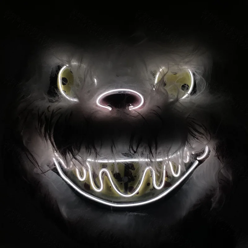 Horror Blood Rabbit LED Luminous Mask Halloween Funny Party Props cosplay Plush Lovely Internet Red Man
