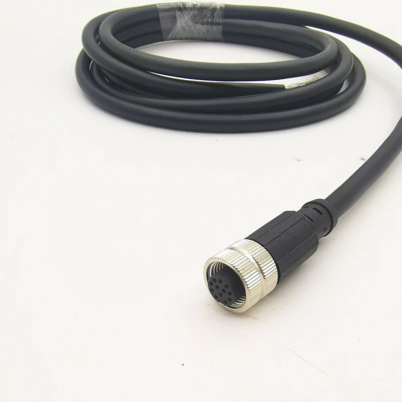 M12 12 pin single side straight plug sensor connector female male linker with 2 meter cable 12p