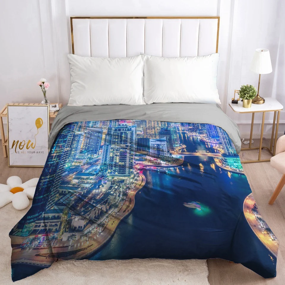 1pc Duvet Cover with Zipper Comforter Blanket Quilt Case 240*220/200*200/90/135/150 3D Bedding Bag City drop ship