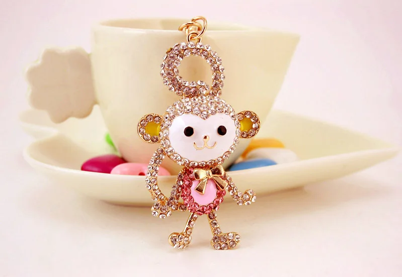 XDPQQ Animal Series Monkey Keychain Metal Rhinestone Fashion Female Bag Pendant Holiday Gift Keyring