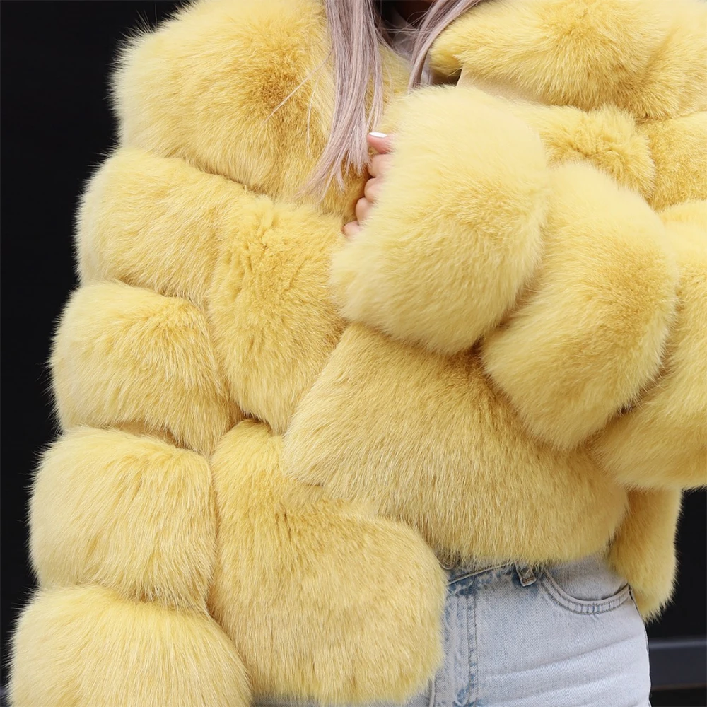 TOPFUR Real Fur Coar Women Genuine Leather Jacket Women Winter Coat Natural Fox Fur Coats Yellow Jackets Women Plus Size Outwear