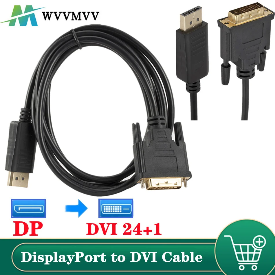 1.8m dp para dvi cabo conversor porta de exibição macho para DVI-D profissional 24 + 1pin masculino cabo adaptador de exibição do monitor