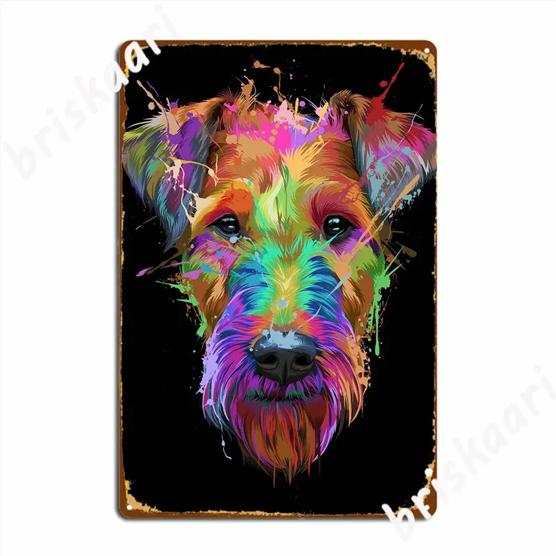 Airedale Terrier Splash Metal Plaque Poster Wall Decor Wall Cinema Garage Classic Tin Sign Poster