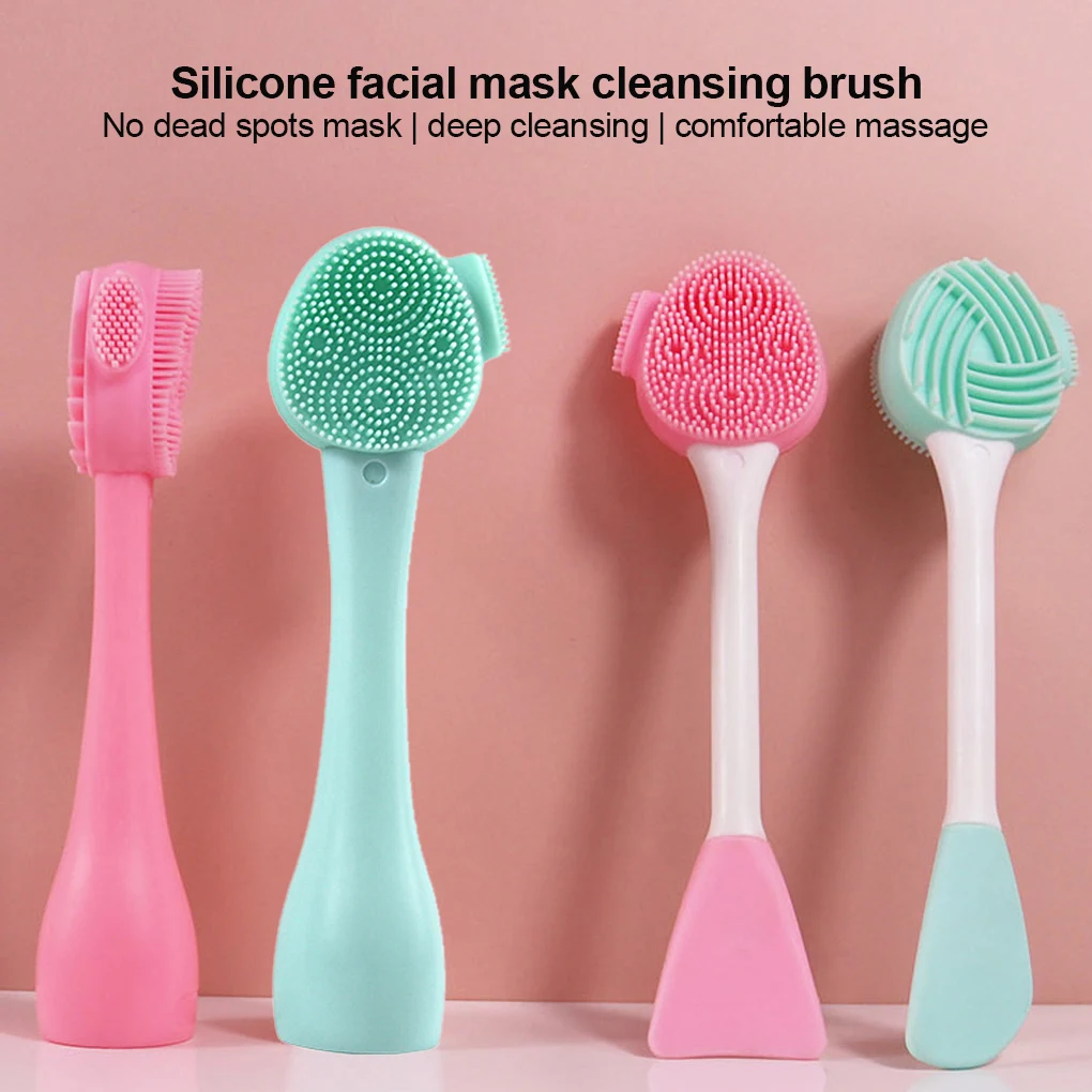 Portable Silicone Facial Cleanser Brush Double Side Soft Hair Face Massage Washing Brush Blackhead Remover Skin Care Tool