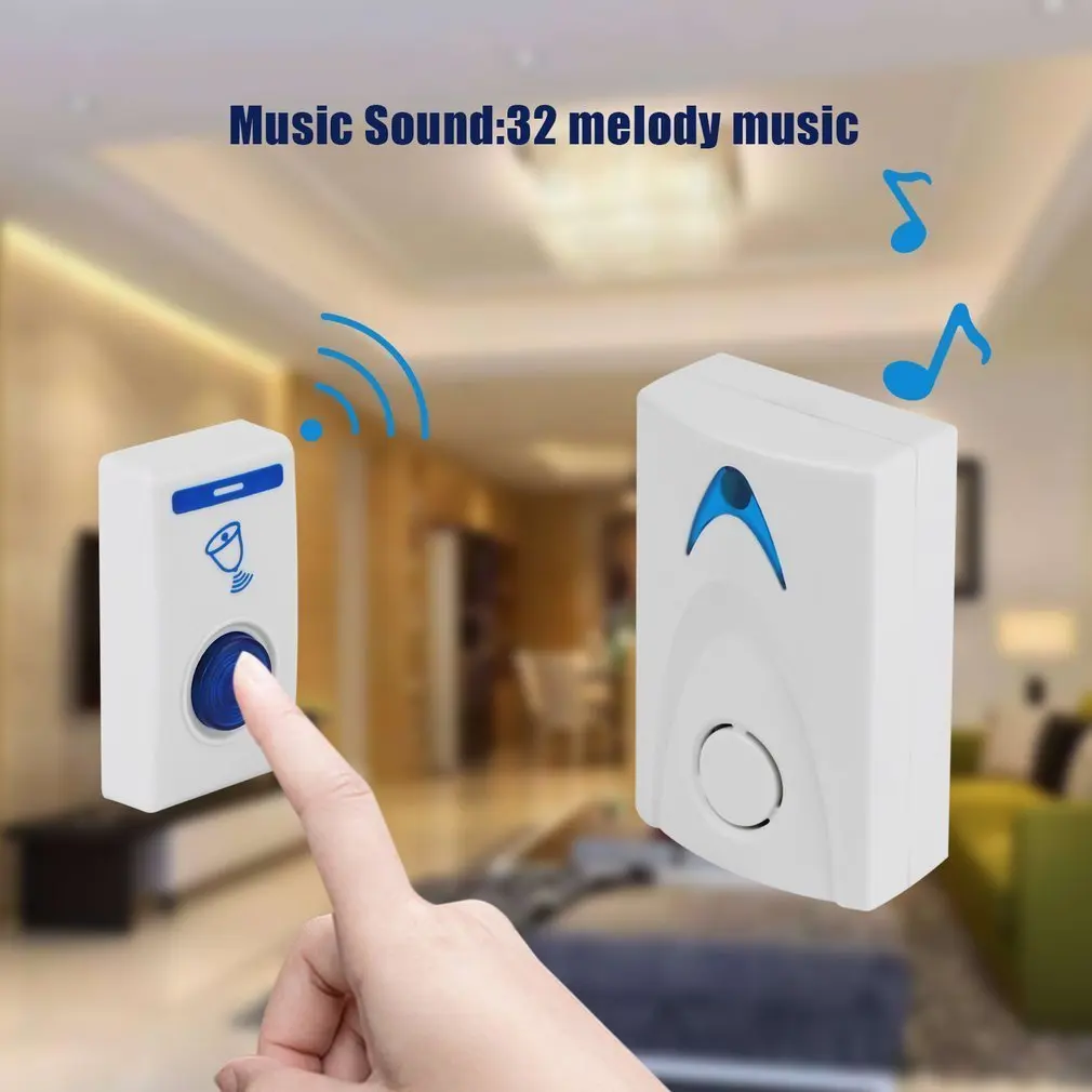 Electrical Doorbell 32 Tune Songs LED Wireless Chime Doorbell Remote Control Door Bell Home Security 504D